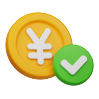approve yen coin 3d icon png