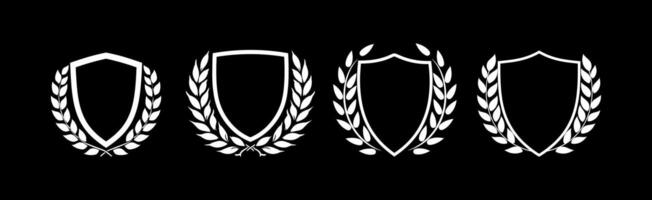 crest shield with a laurel wreath on a black background vector