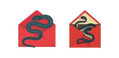 A snake emerging from a red envelope vector