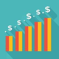 Graph with ascending bars and dollar signs vector