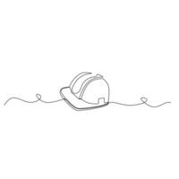 Construction hat continuous line drawing, suitable for engineering and construction theme vector