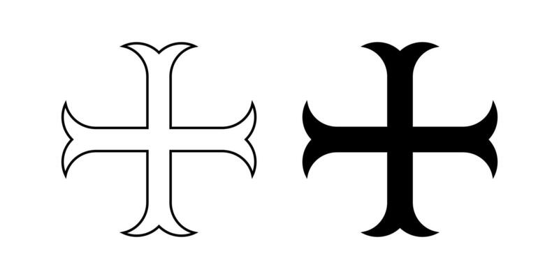 cross moline or cross anchory sign set isolated on white background