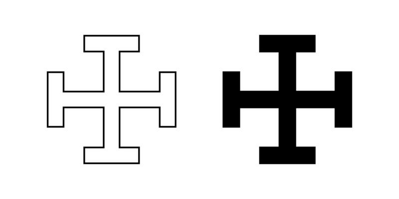 outline silhouette Cross potent symbol set