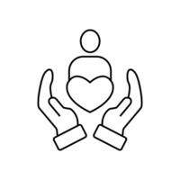 caring concept line icon. Simple element illustration.caring concept outline symbol design. vector