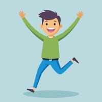 happy man jumping with arms up in the air vector