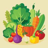 a bunch of vegetables and fruits are shown in this illustration vector