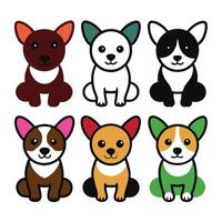6 items different color dog sticker.eps vector