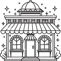a black and white drawing of a store front vector