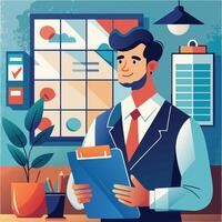 office worker with schedule. vector