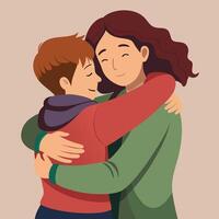 a woman hugging a man, who is hugging her back vector