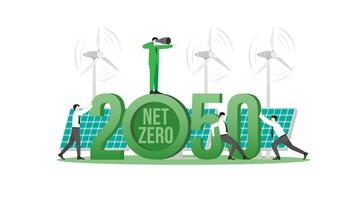 Vision businessman and green energy in 2050. A nationally determined contribution, Net Zero emissions vector