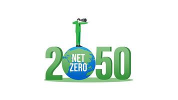 Vision businessman and the world in the year 2050. A nationally determined contribution, Net Zero emissions vector