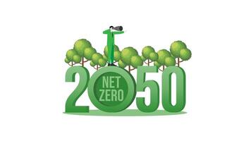 Vision businessman and tree in the year 2050. A nationally determined contribution, Net Zero emissions vector