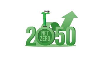 Vision businessman graph up in the year 2050. A nationally determined contribution, Net Zero emissions vector