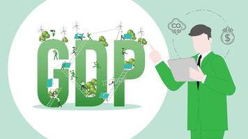 ESG business carbon credit profit calculate in GDP. Carbon credit vision from reduce carbon footprint and carbon dioxide to Net Zero in year 2050 vector