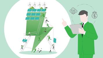 ESG sustainability business policy. Carbon credit calculate from reduce carbon footprint and carbon offset. Profit of green energy vector