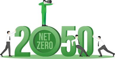 Vision business team in the year 2050. A nationally determined contribution, Net Zero emissions vector