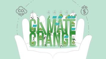 ESG policy climate change in hands. Carbon credit calculate from reduce carbon footprint and carbon dioxide to Net Zero Goal in 2050. vector