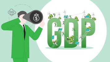 ESG sustainability business visionary to GDP. Carbon credit vision from reduce carbon footprint and carbon dioxide to Net Zero in year 2050 vector