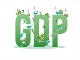 Employees collaborate for target goal GDP. ESG sustainability business policy of net zero vector