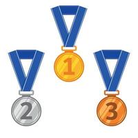 medals for first place, second place and third place vector