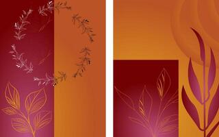 a set of three square frames with a red and orange pattern vector