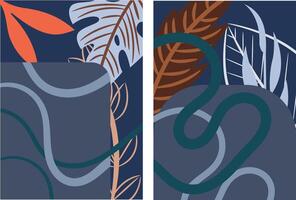 Harmonious Blend of Leaves and Lines vector