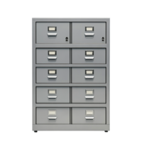 Grey Metal Filing Cabinet for Office Storage png