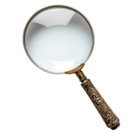 Antique Magnifying Glass with Intricate Handle Design png