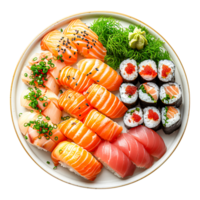 Fresh and Colorful Sushi Platter with Assorted Varieties png