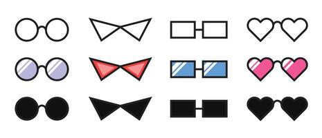 Icon set eyeglass retro unique design with blank background vector
