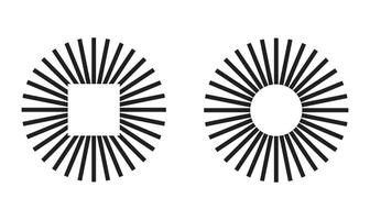 Icon sunburst or spark with square and circle inside it vector