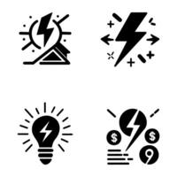 Creative collection of lightning and thunder symbols designed for weather-themed graphics and illustrations in various styles vector