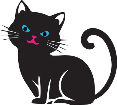 A fluffy kitten with big, bright eyes. The kitten should have soft fur, a cute round face, and tiny paws. It is playfully sitting with its head slightly tilted, giving an innocent, curious expression vector