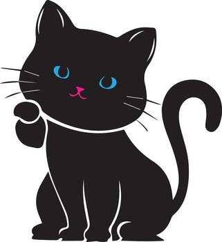 A fluffy kitten with big, bright eyes. The kitten is soft fur, a cute round face, and tiny paws. It is playfully sitting with its head slightly tilted, giving an innocent, curious expression vector