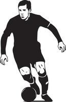 A black color football player with a football icon designed for various teams. The design is clean and striking, making it ideal for logos, posters, t-shirts, and other graphic projects. vector