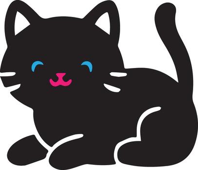 A cute kitten with small, bright eyes. The kitten should have soft fur, a cute round face, and tiny paws. It is playfully sitting with its head slightly tilted, giving an innocent, curious expression vector