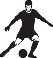 A solid black color football player with soccer created for various clubs. The design is clean and striking, making it perfect for logos, posters, t-shirts, and other graphic projects vector
