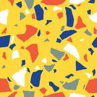 Texture of terrazzo floor, abstract colorful background. Bright yellow and blue modern coloured mosaic of polished pebble. vector