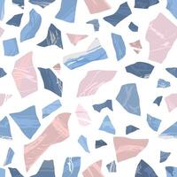 Texture of terrazzo floor, abstract colorful seamless pattern. Marble tile surface area. Stone colored mosaic on white background vector