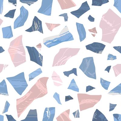 Texture of terrazzo floor, abstract colorful seamless pattern. Marble tile surface area. Stone colored mosaic on white background