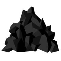 Pile of coal. Pieces of fossil stone, black color. Isolated on white background vector
