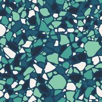Terrazzo floor. Tile with stone texture. Abstract green mosaic, seamless pattern vector