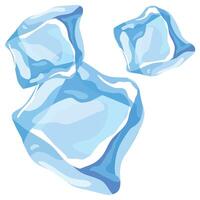 Set of frozen ice cubes. Isolated on a white background vector