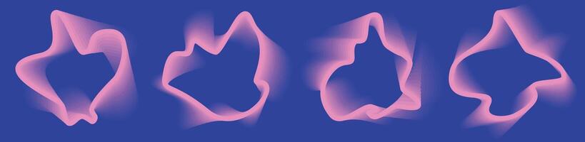 Abstract flowing wave shape with colorful soft tone. Frame border swirl line created using blend tool. Design element in purple and pink gradient color background vector
