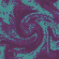 Disco bright shiny halftone blue and violet gradient background. Dotted twisted wavy pattern. Stylish tile of mosaic vector
