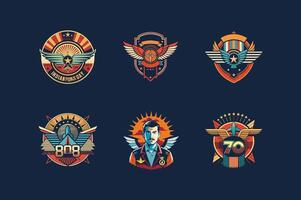 Set of retro style emblems for a game vector
