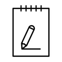 Desk, notepad, paper, pencil outline icon for graphic design, logo, web site, social media, mobile app, ui illustration vector