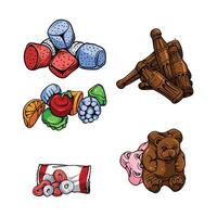 Gummy in many color and texture vector