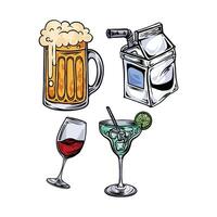Drink in many color and texture vector